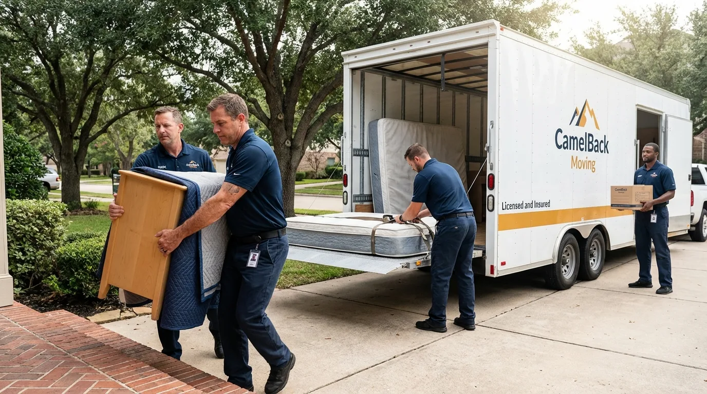 Crew loading residential truck for cross-state move from Edison, NJ